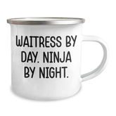 Funny Waitress Gifts, Waitress By Day. Ninja By Night. Camping Mug for Graduation, Gifts from Friends for Waitress - Image 2